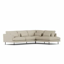 Bredhult soffa Bern Beige 0341-svart stål 3-sits A1