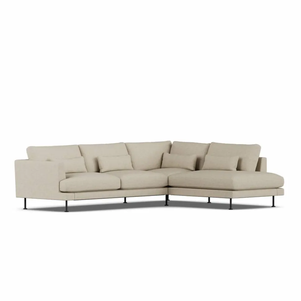 Bredhult soffa Bern Beige 0341-svart stål 3-sits A1