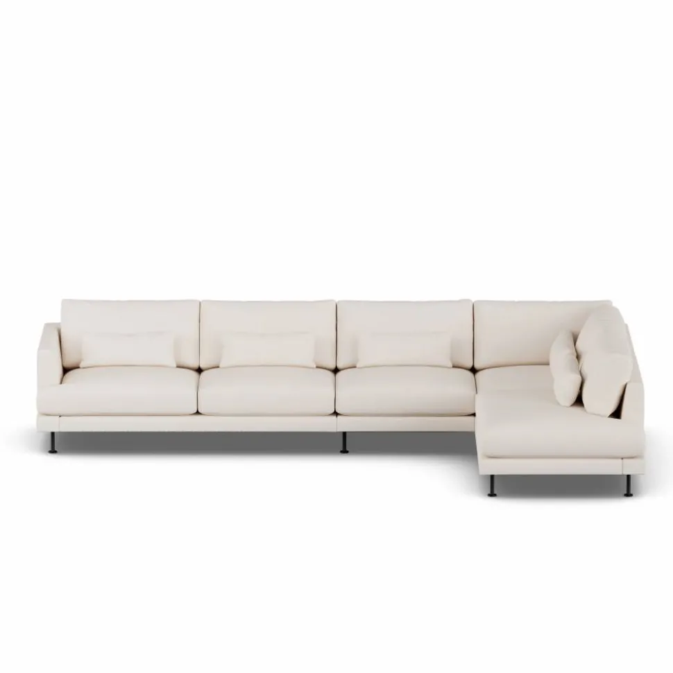 Bredhult soffa Caleido Beige 9600-svart stål 4-sits B1