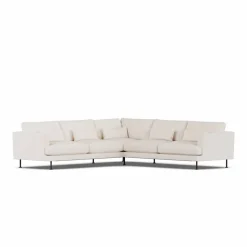 Bredhult soffa Caleido Beige 9600-svart stål hörnsoffa F