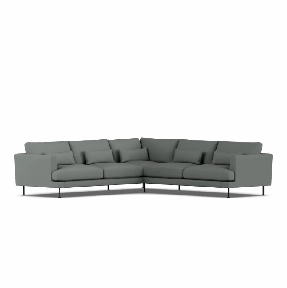 Bredhult soffa Caleido Grey 1240-svart stål hörnsoffa F
