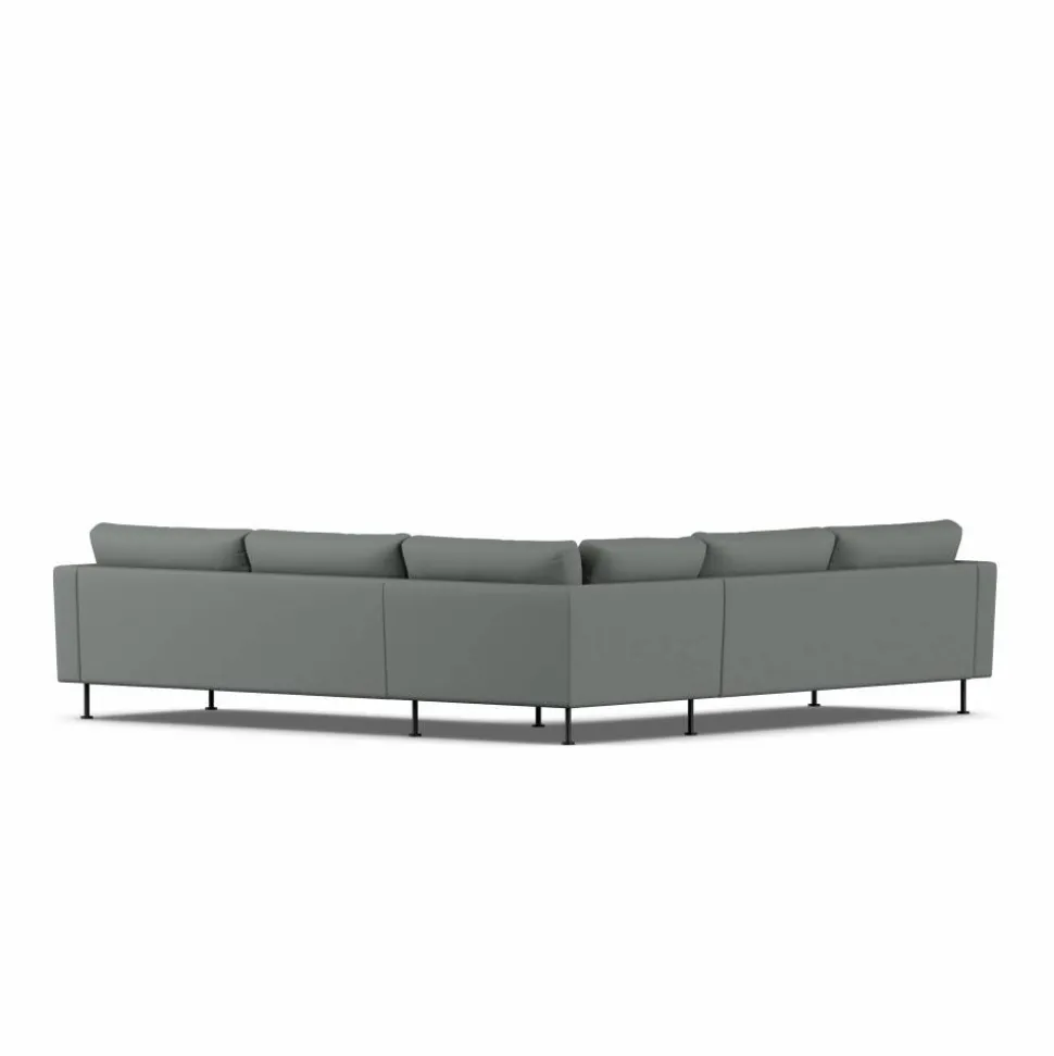 Bredhult soffa Caleido Grey 1240-svart stål hörnsoffa F