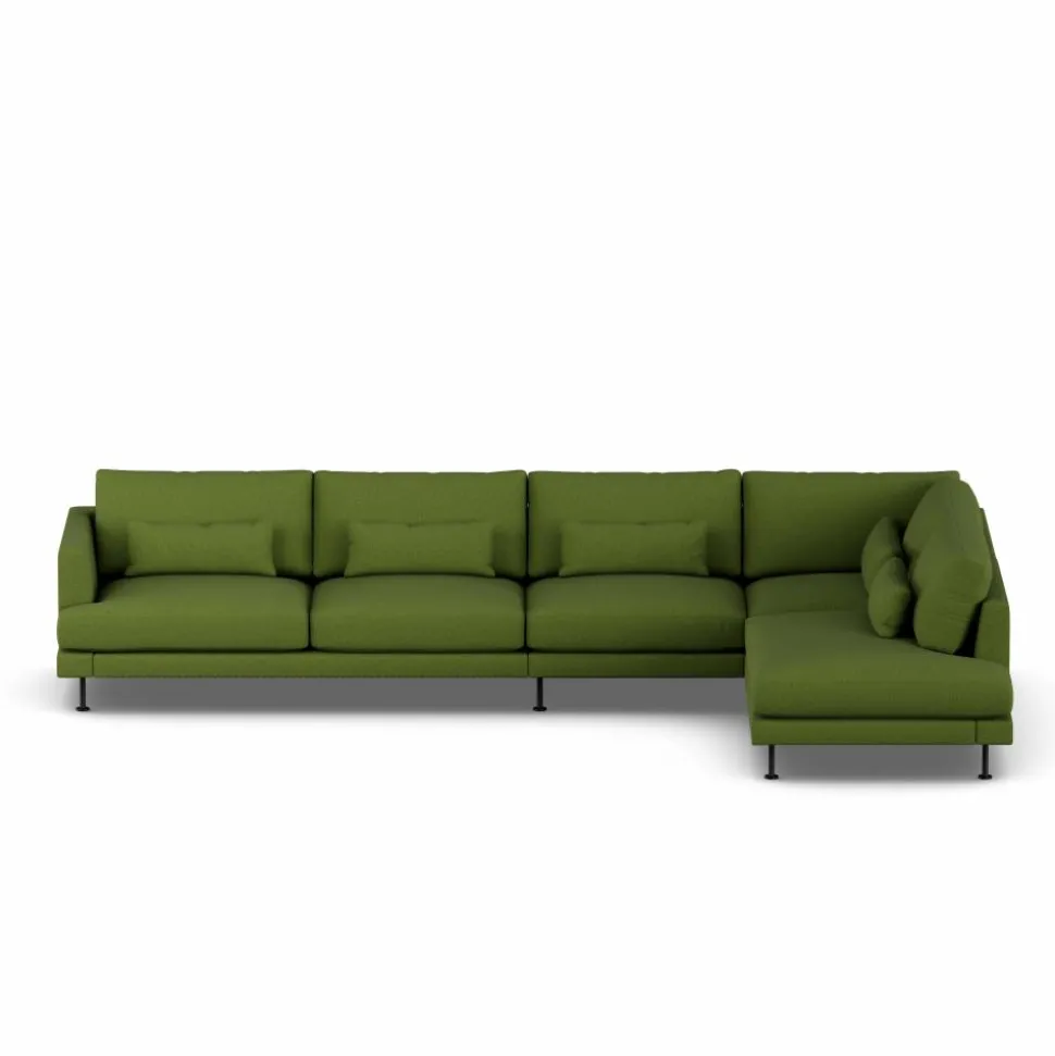 Bredhult soffa Luiza Green 3975-svart stål 4-sits B1