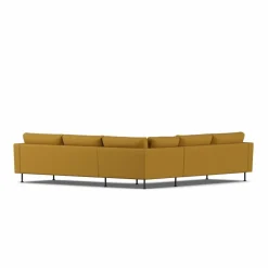 Bredhult soffa Luiza Mustard 3972-svart stål hörnsoffa F