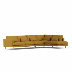 Bredhult soffa Luiza Mustard 3972-vitoljad ek 4-sits B1