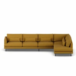 Bredhult soffa Luiza Mustard 3972-svart stål 4-sits B1