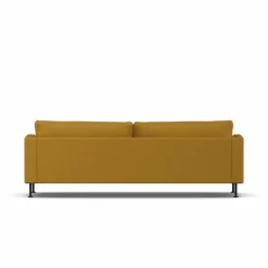 Bredhult soffa Luiza Mustard 3972-svart stål 3-sits