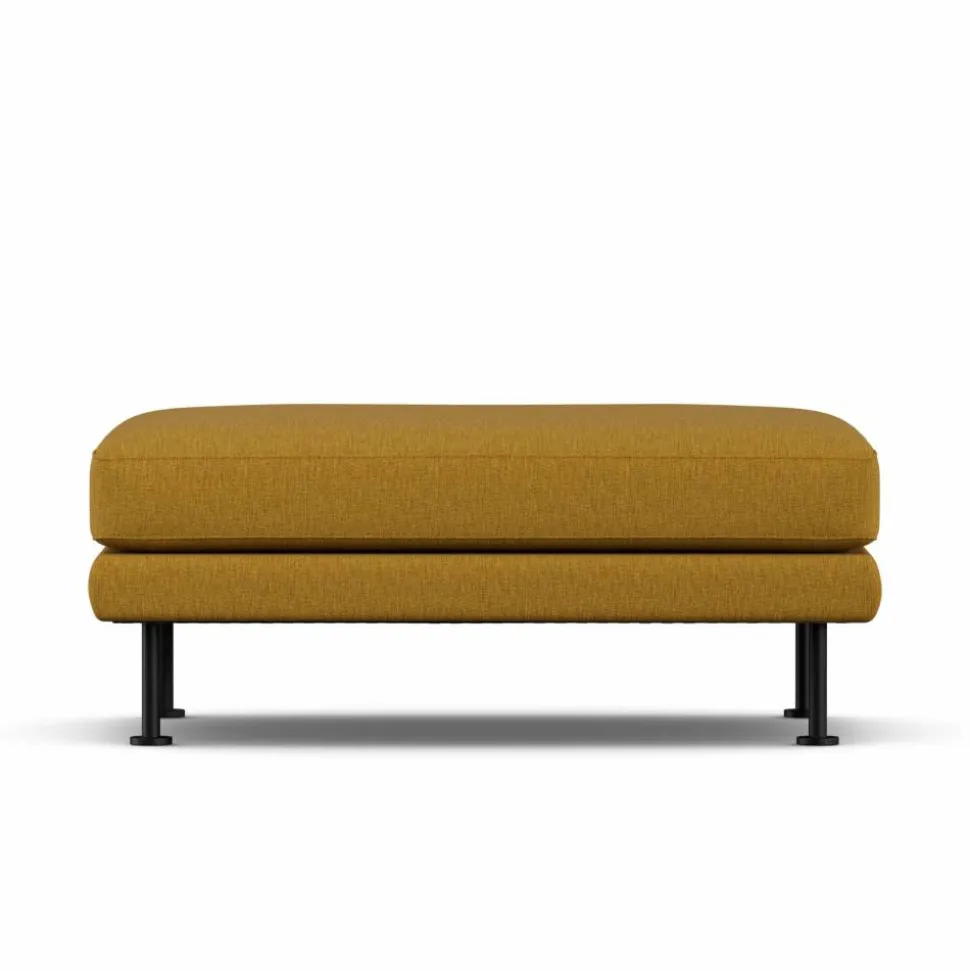Bredhult fotpall Luiza Mustard 3972-svart stål
