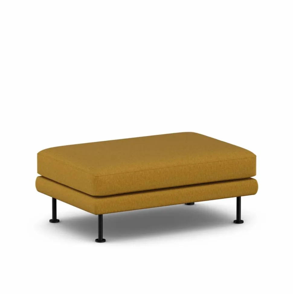 Bredhult fotpall Luiza Mustard 3972-svart stål