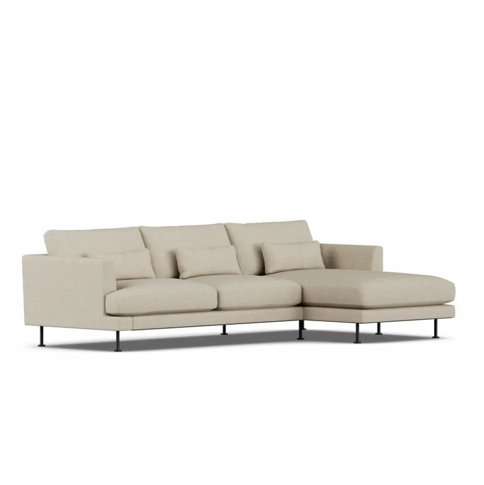 Bredhult soffa Bern Beige 0341-svart stål 2 5-sits C1