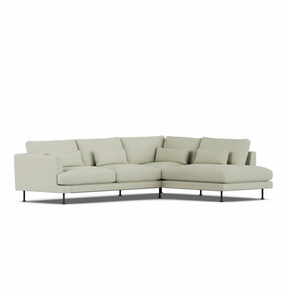 Bredhult soffa Luiza Beige 3981-svart stål 3-sits A1
