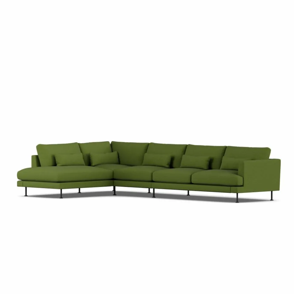Bredhult soffa Luiza Green 3975-svart stål 4-sits B2