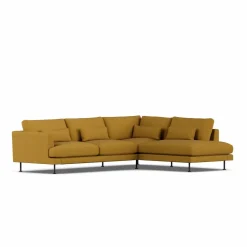 Bredhult soffa Luiza Mustard 3972-svart stål 3-sits A1