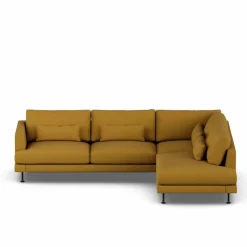 Bredhult soffa Luiza Mustard 3972-svart stål 3-sits A1