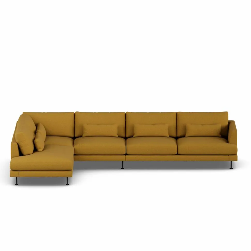 Bredhult soffa Luiza Mustard 3972-svart stål 4-sits B2