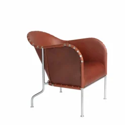 Bruno fåtölj Läder brun vintage-matt chrome