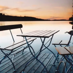Bryggeribord Teak-varmförzinkat stativ