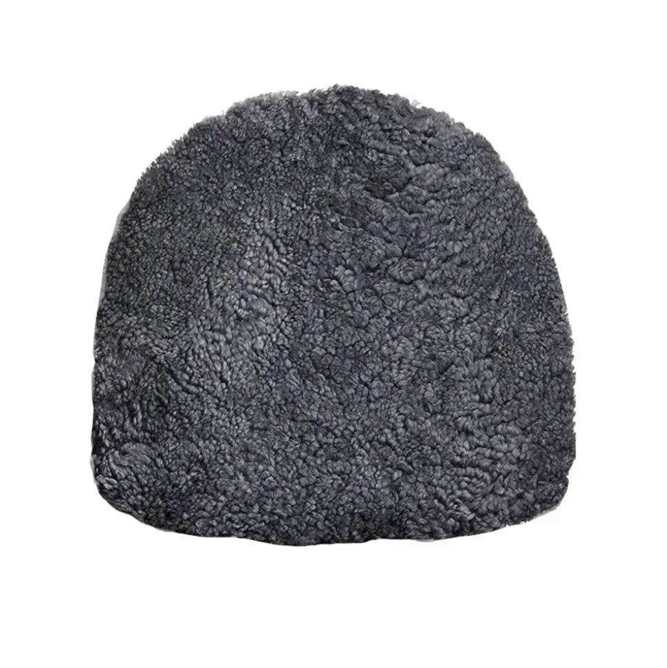 Buzz stolsdyna fårskinn Charcoal-svart läderimitation