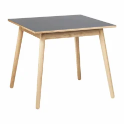 C35A matbord 82x82 cm Light grey linoleum-oak nature waterbased laquer