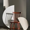 Carl matbord Ø115 & Ilägg + Lilla Åland stol 4-pack – Ljus björk-faluröd