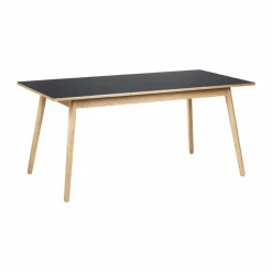 C35B matbord 82x160 cm Black linoleum-oak nature waterbased laquer