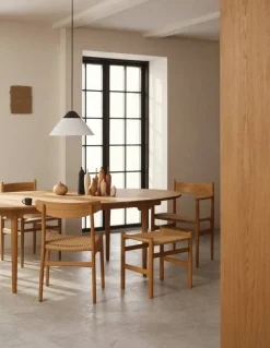 CH338 matbord & ilägg + CH23 stol 6-pack - Teak-ek