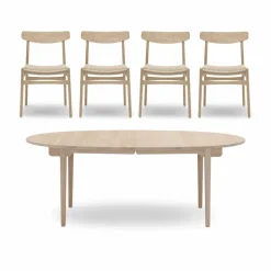 CH338 matbord + CH23 stol 4-pack - Vitoljad ek-natur
