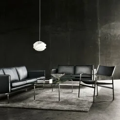 CH102 soffa 2-sits Loke 7150 läder-rostfritt stål