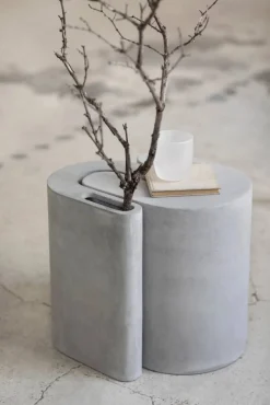 Concrete pall/sidobord 37 cm Grey