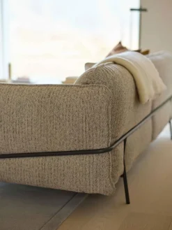 Continental soffa Sealife Dark beige/white-svartlackerat stål