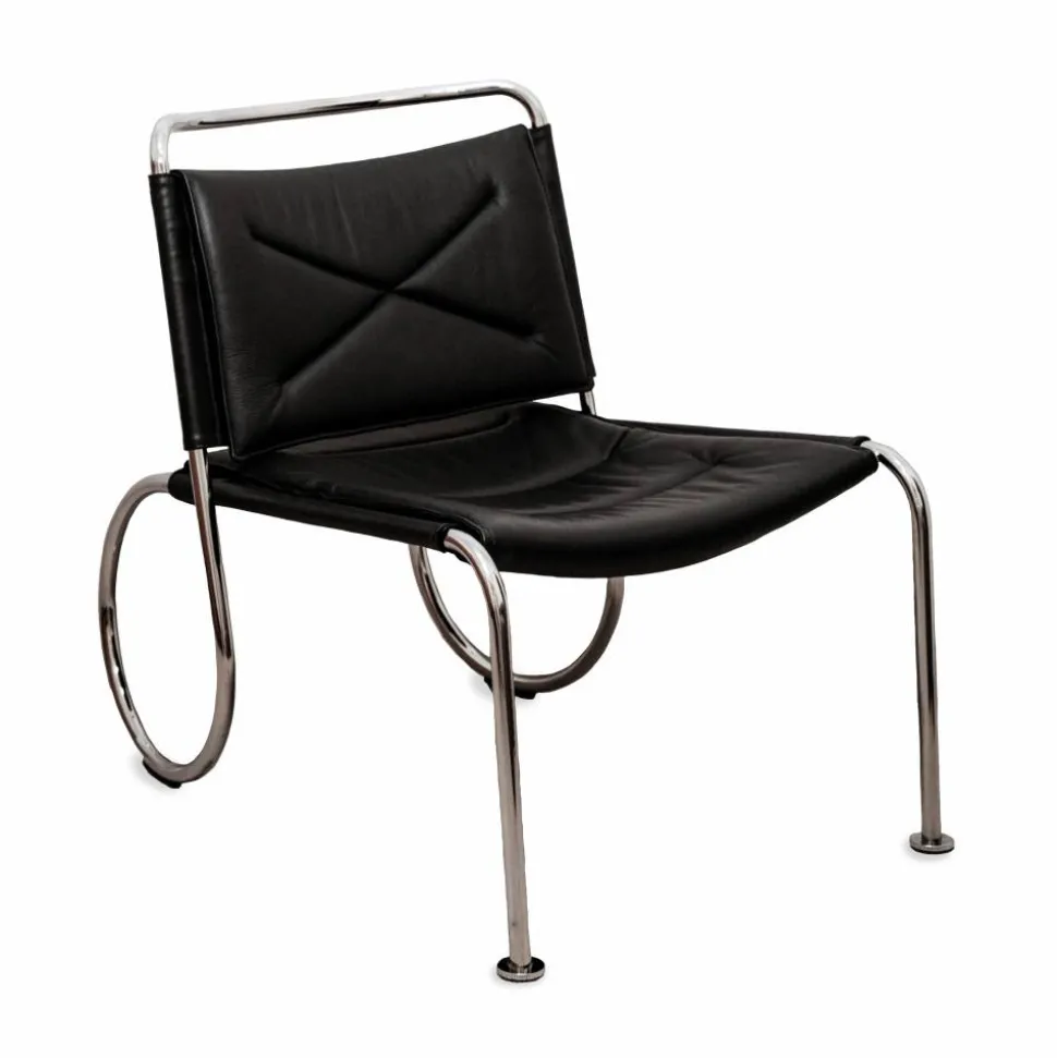 Corso easy chair stol Elmo Nordic läder Svart-krom