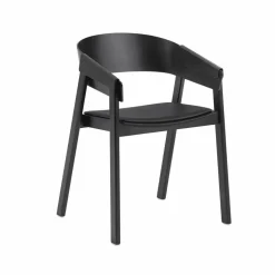 Cover karmstol klädd sits Refine leather black-Black