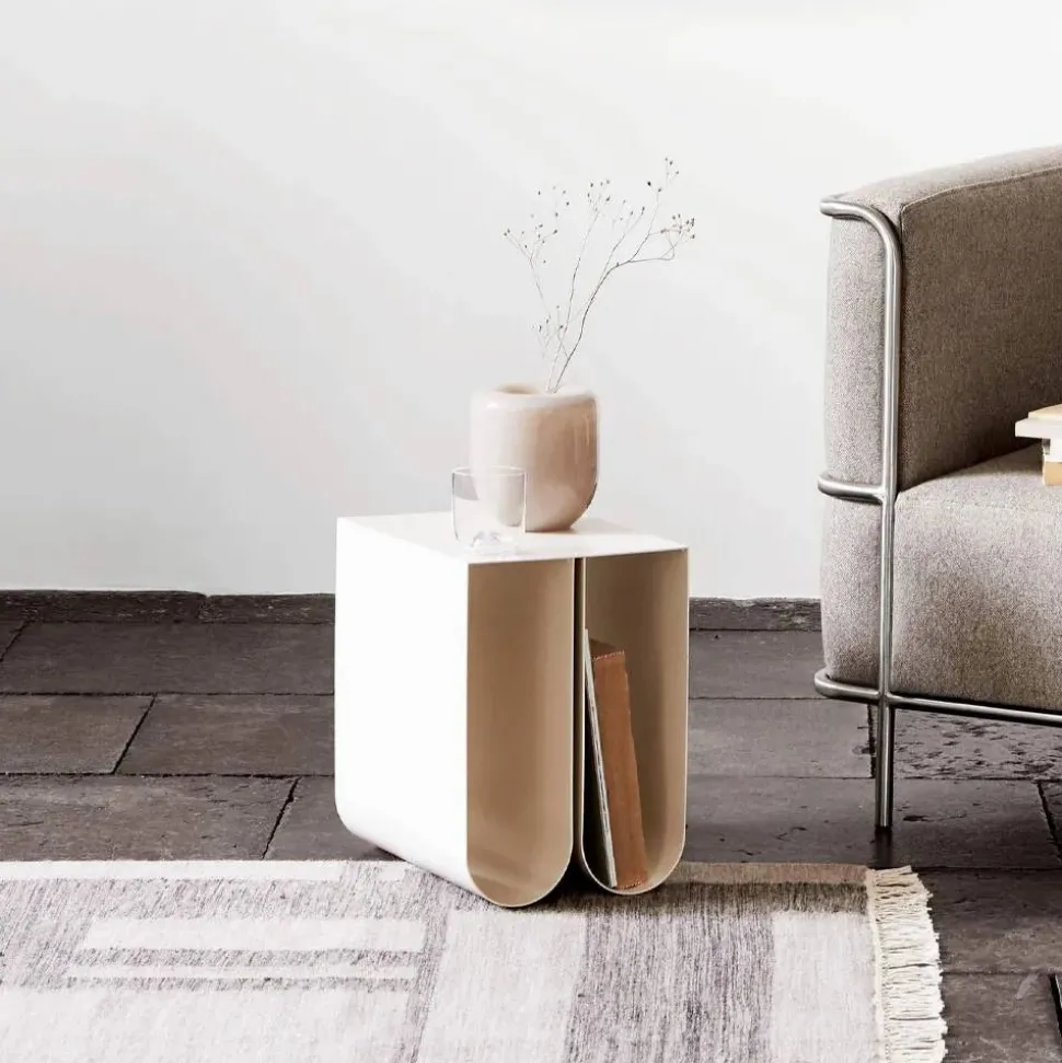 Curved sidobord beige