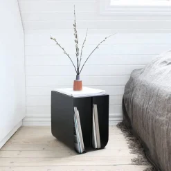 Curved sidobord beige