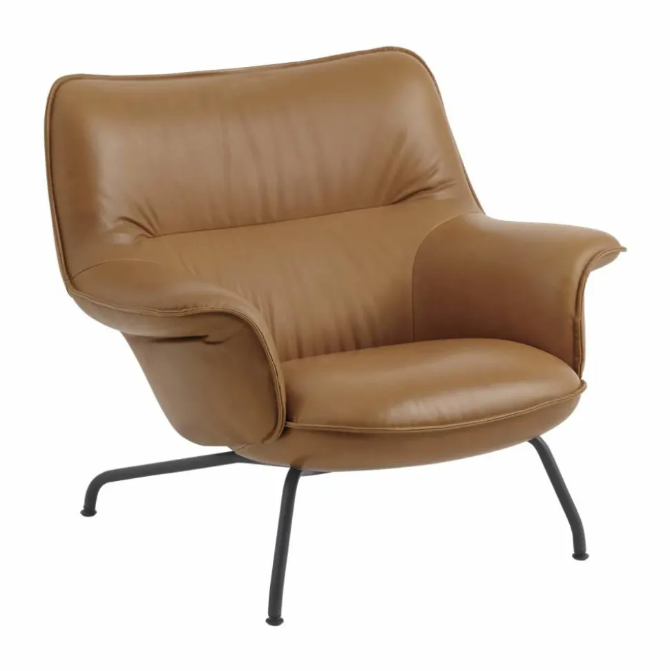 Doze fåtölj låg Refine leather cognac-black