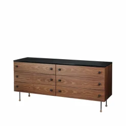 62 Dresser byrå american walnut 6 lådor