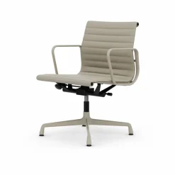 EA132 Aluminium Chair kontorsstol felt glides 73 Clay leather-37 chalk powder coated