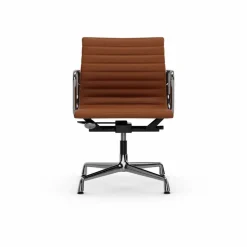 EA132 Aluminium Chair kontorsstol felt glides 97 cognac leather L20-polished
