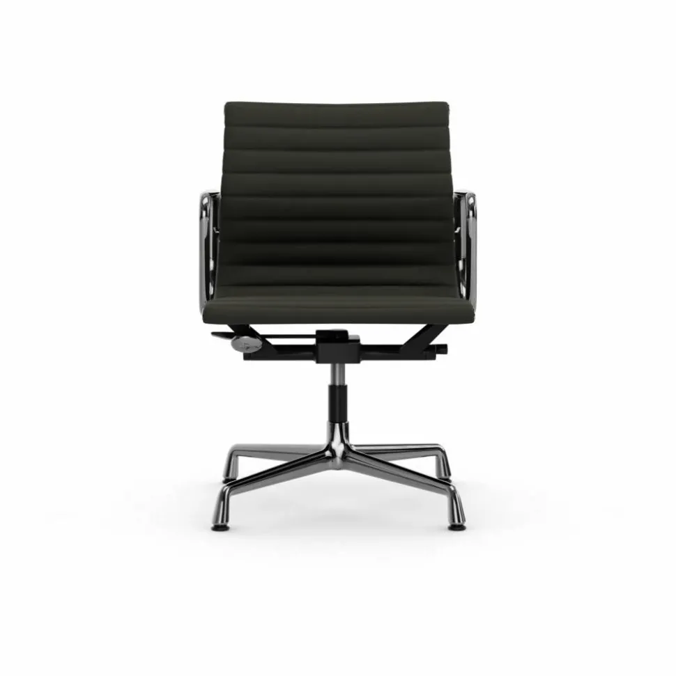 EA132 Aluminium Chair kontorsstol felt glides 69 umbra grey leather L50-polished