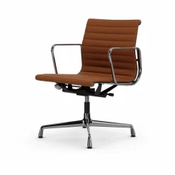 EA132 Aluminium Chair kontorsstol felt glides 97 cognac leather L50-polished