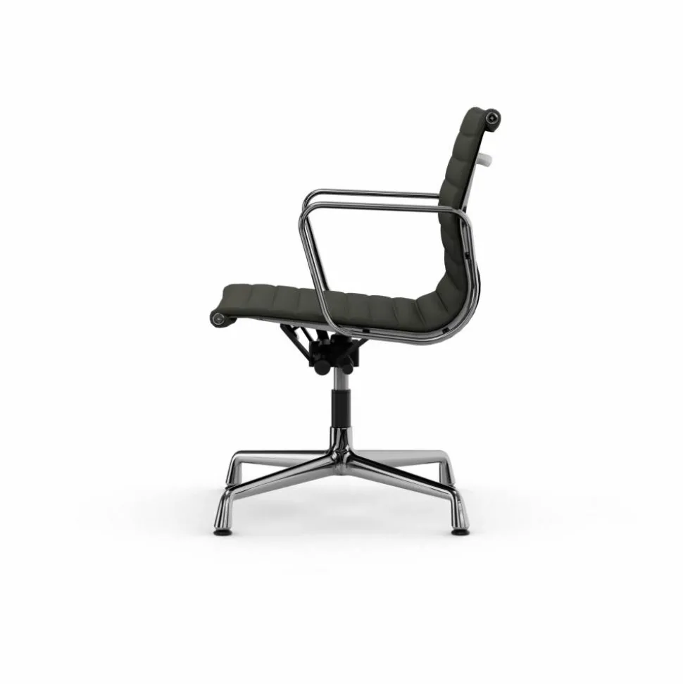 EA132 Aluminium Chair kontorsstol felt glides 61 umbra grey leather L50-chrome