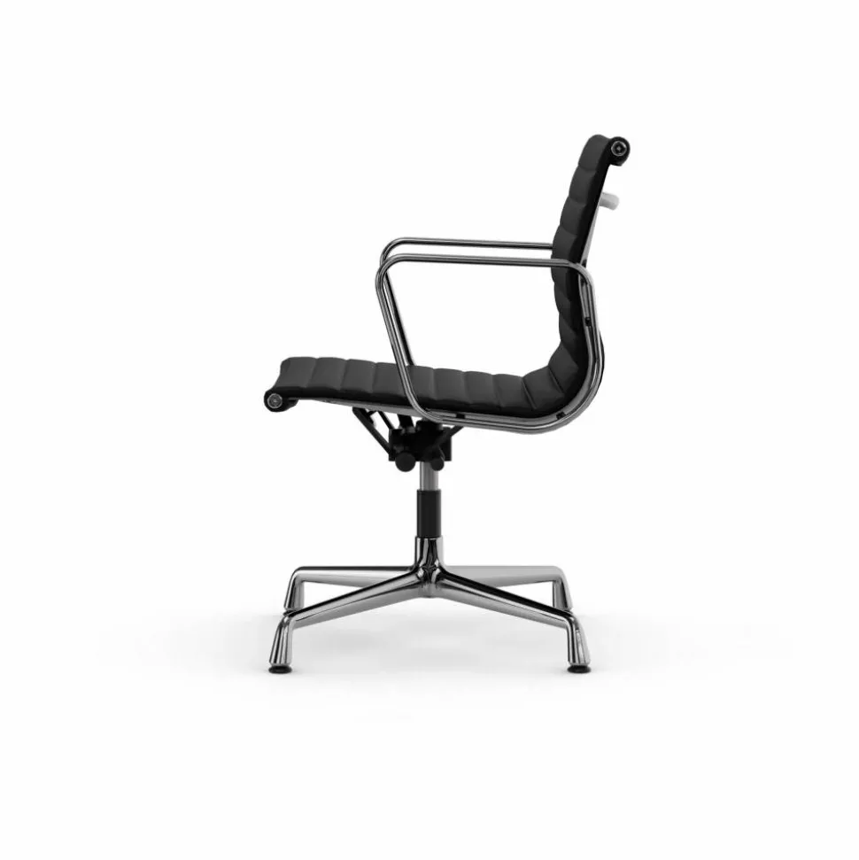 EA132 Aluminium Chair kontorsstol felt glides 66 nero leather L20-chrome