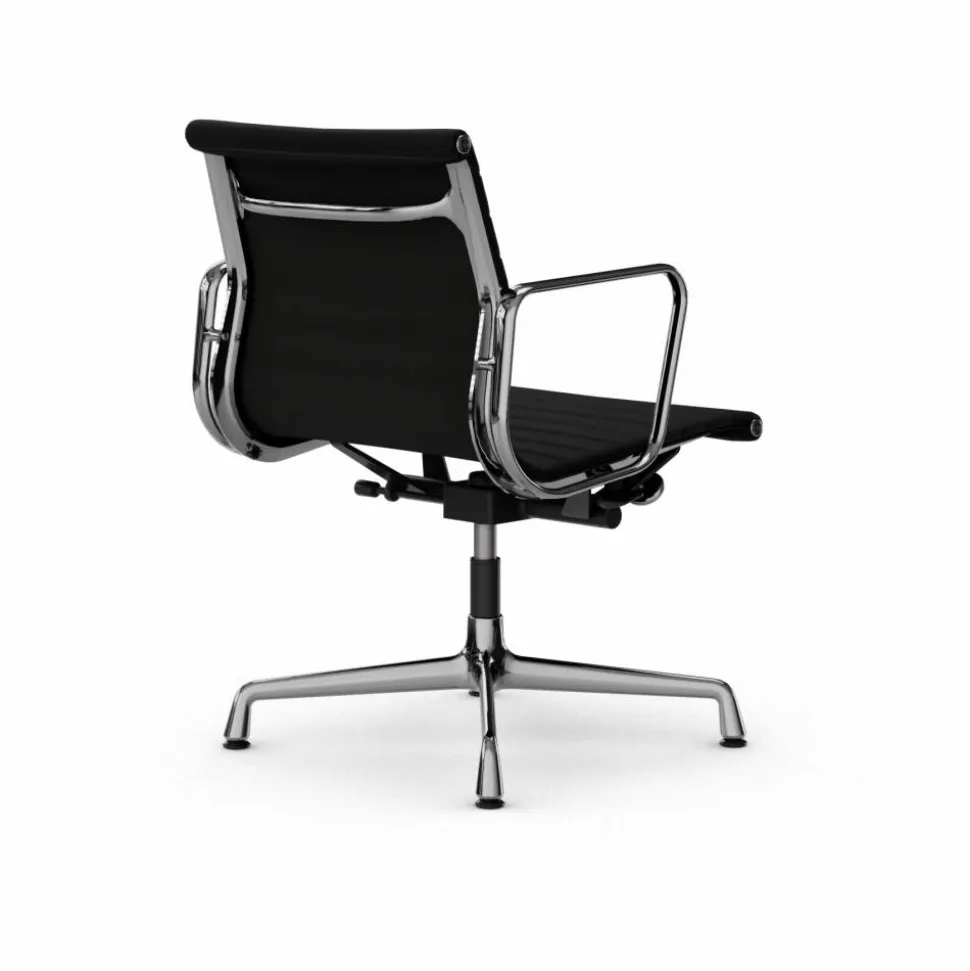 EA132 Aluminium Chair kontorsstol felt glides 66 nero leather L50-chrome