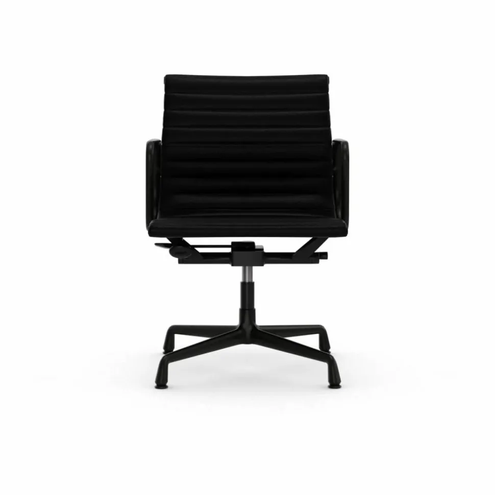EA132 Aluminium Chair kontorsstol felt glides 66 nero leather L20-deep black