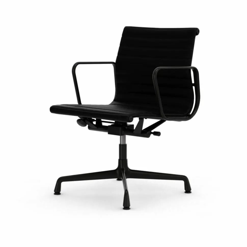 EA132 Aluminium Chair kontorsstol felt glides 66 nero leather L20-deep black