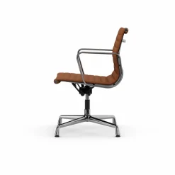 EA132 Aluminium Chair kontorsstol felt glides 97 cognac leather L50-chrome