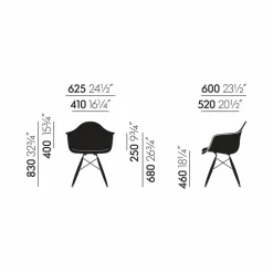 Eames Fiberglass Armchair DAW karmstol raw umber brunbetsade lönnben