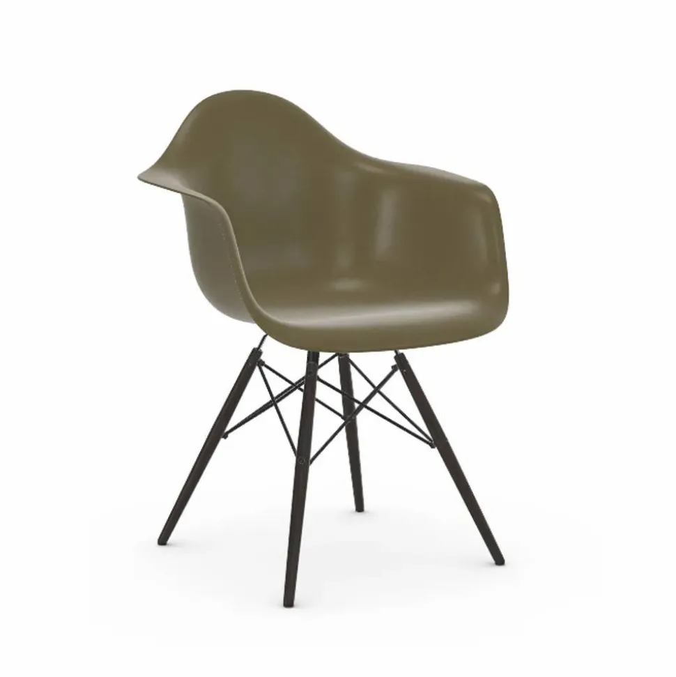 Eames Fiberglass Armchair DAW karmstol Raw umber-svartbetsade lönnben