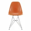 Eames Fiberglass Side Chair DSR stol Red orange-Chrome