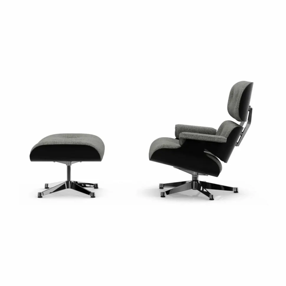 Eames Lounge Chair & Ottoman new dimensions 10 Salt'n pepper-27 chestnut black-pol. steel